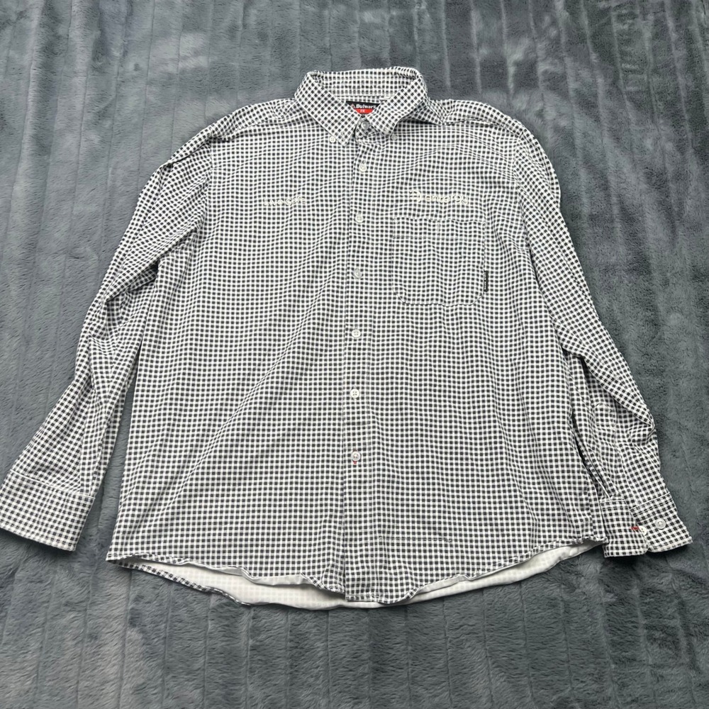 Bulwark FR Flame Resistant Gingham Shirt Mens Large STG2NV Navy White Check